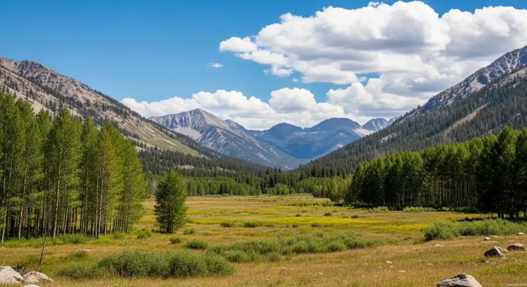 Hope Valley in Alpine County California with open meadow, aspens, and mountain views