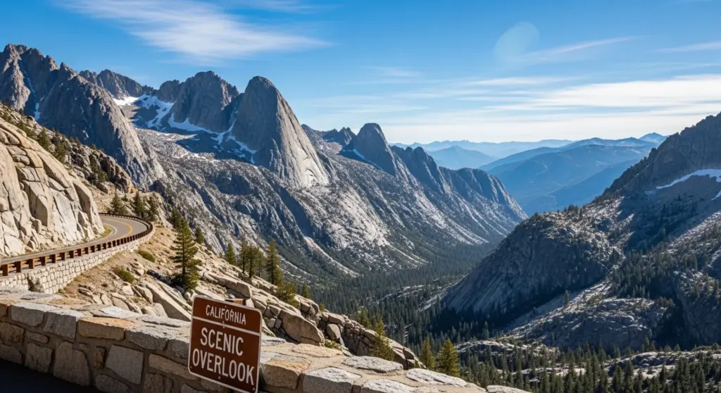 Mountain overlook along the Ebbetts Pass Scenic Byway in Alpine County California