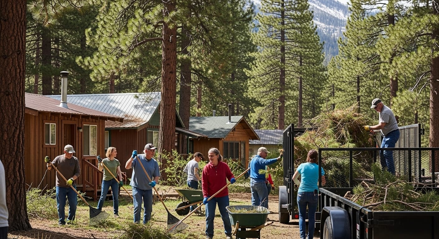 Alpine County spring cleanup with residents clearing green waste