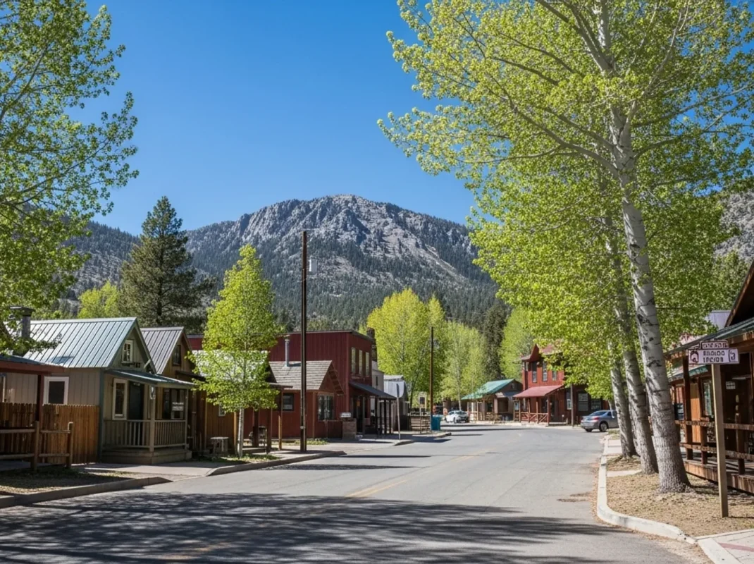 Markleeville and Woodfords in Alpine County California with mountain town scenery, trees, and Sierra backdrop